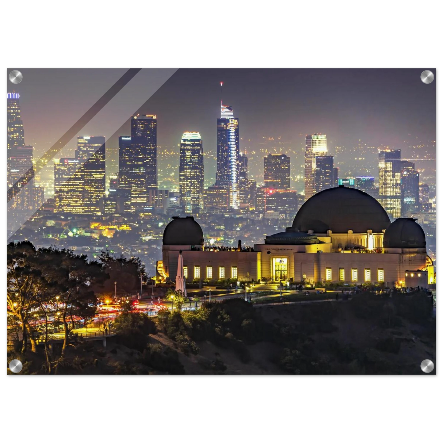 Wandbild los angeles nachthimmel griffith observatorium mit stadtpanorama erlebe das leuchten der stadt
