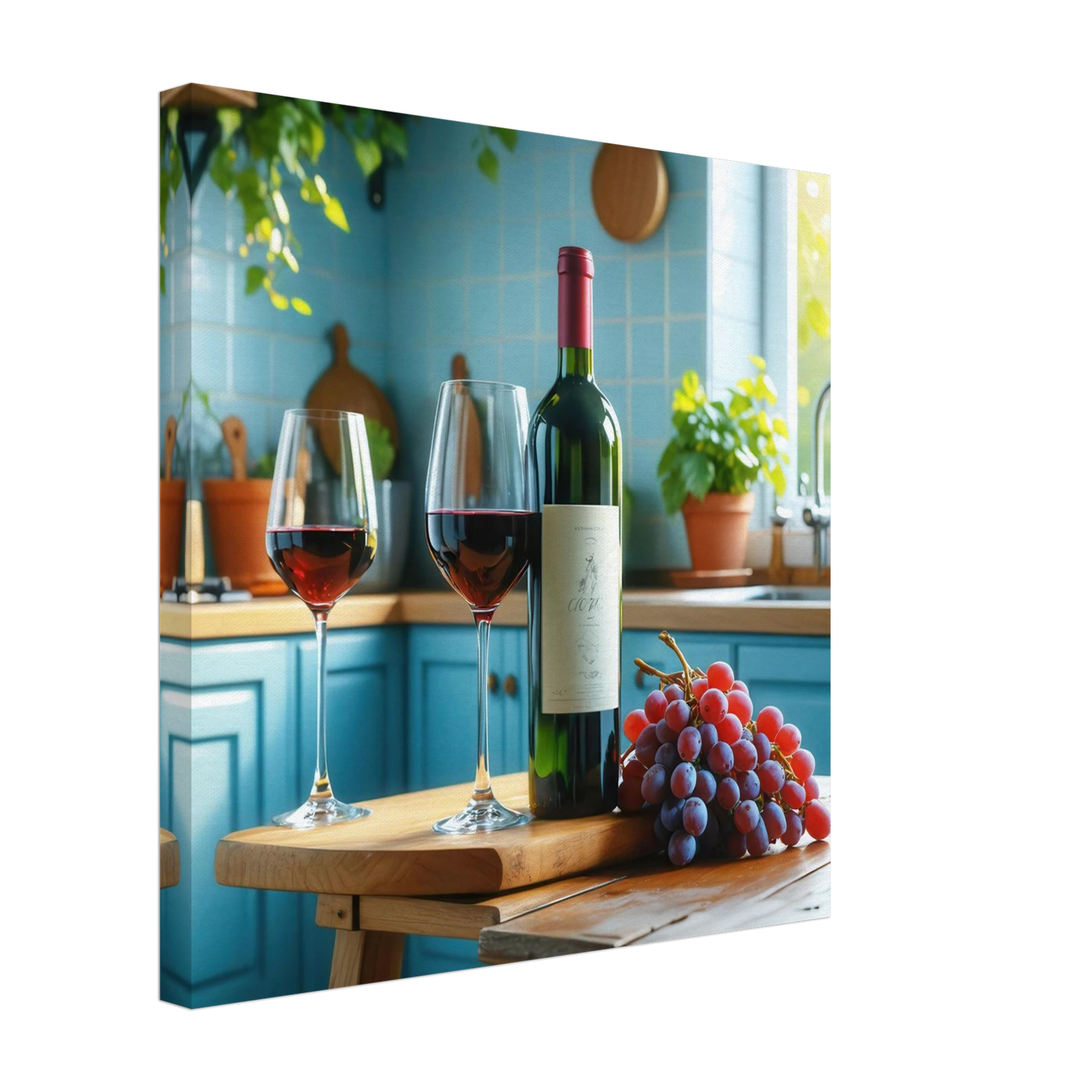 Wandbild weinabend idylle lebendige kueche mit wein trauben fuer ihre traumgroesse