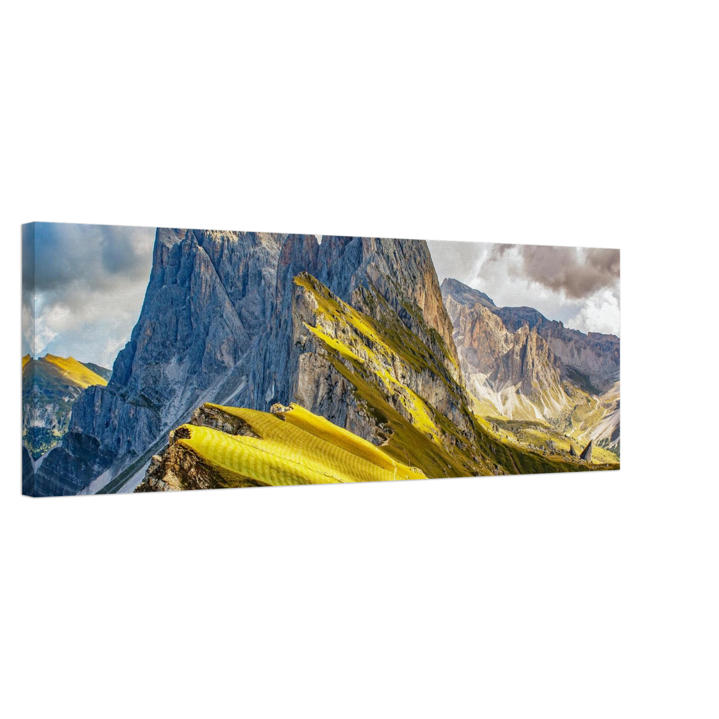 Wandbild seceda alpenglanz atemberaubende dolomiten landschaft mit leuchtenden grashaengen