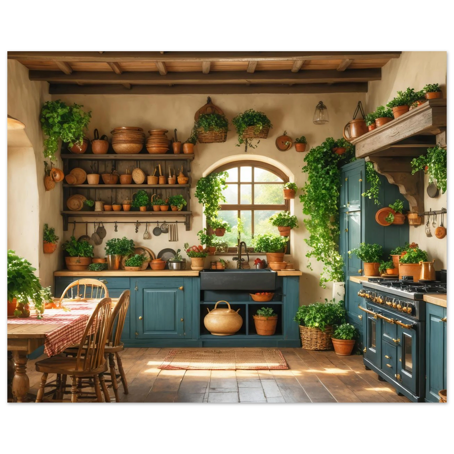 Wandbild rustikale kuechenidylle sonniges landhaus flair fuer ihr zuhause