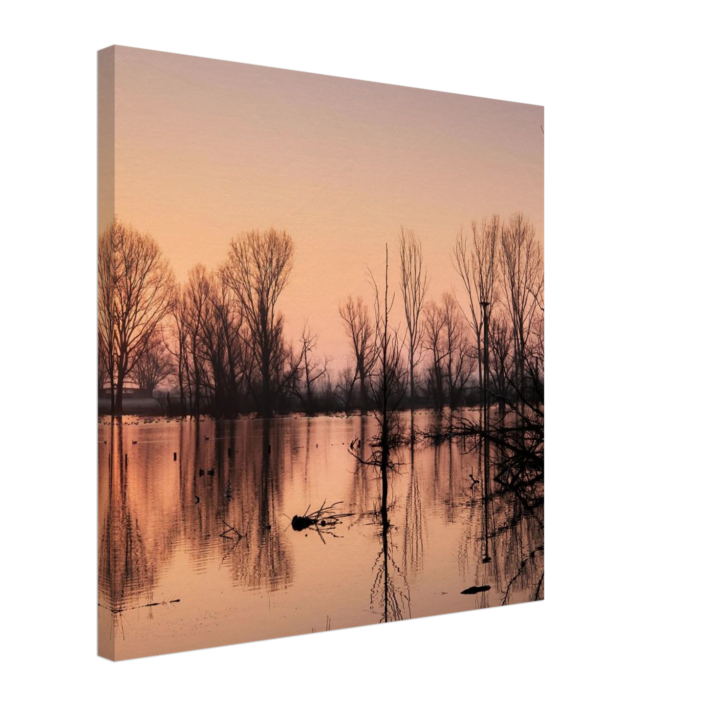 Wandbild mystischer sonnenuntergang am see vertraeumtes naturbild zum aufhaengen in ihrer wunschgroesse