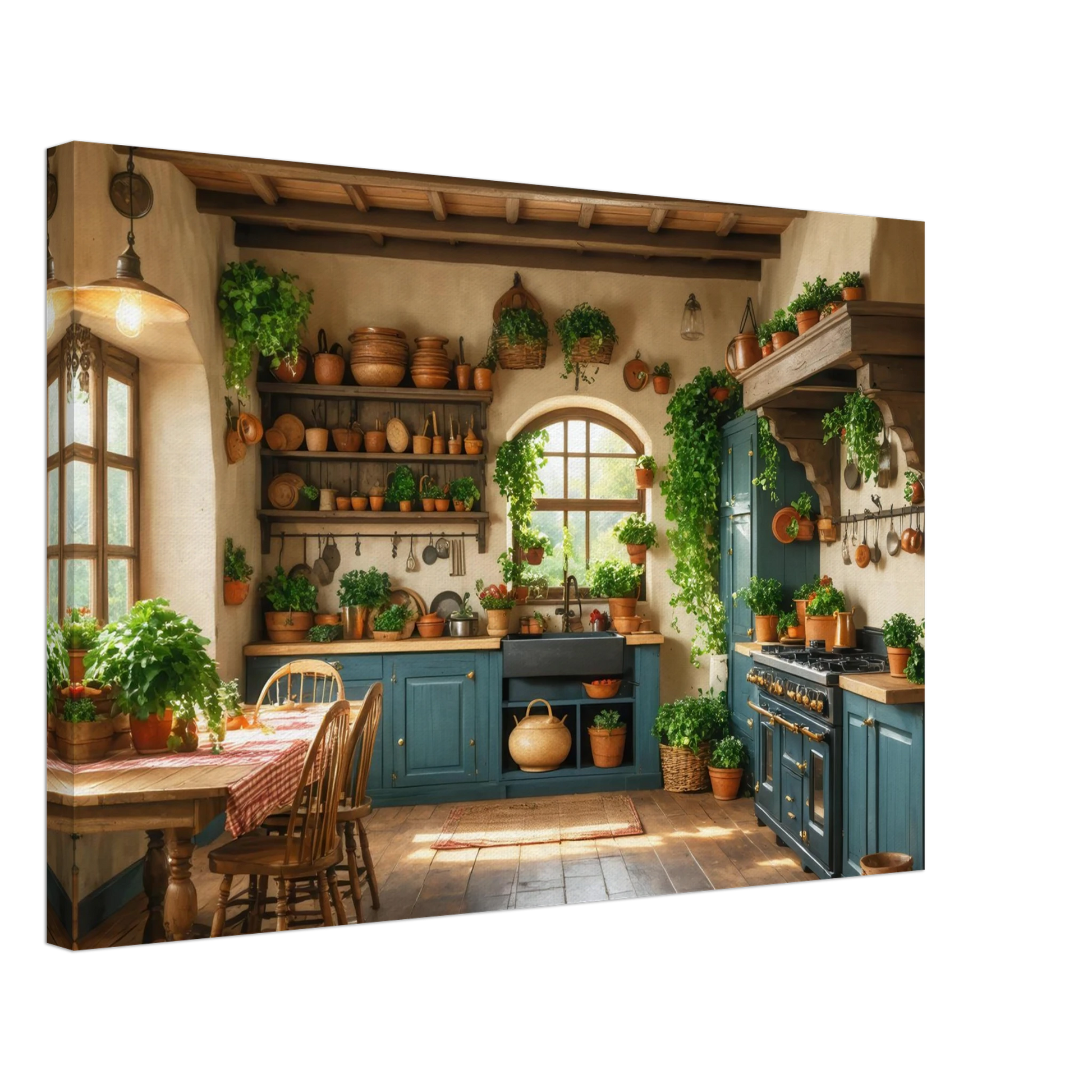 Wandbild rustikale kuechenidylle sonniges landhaus flair fuer ihr zuhause