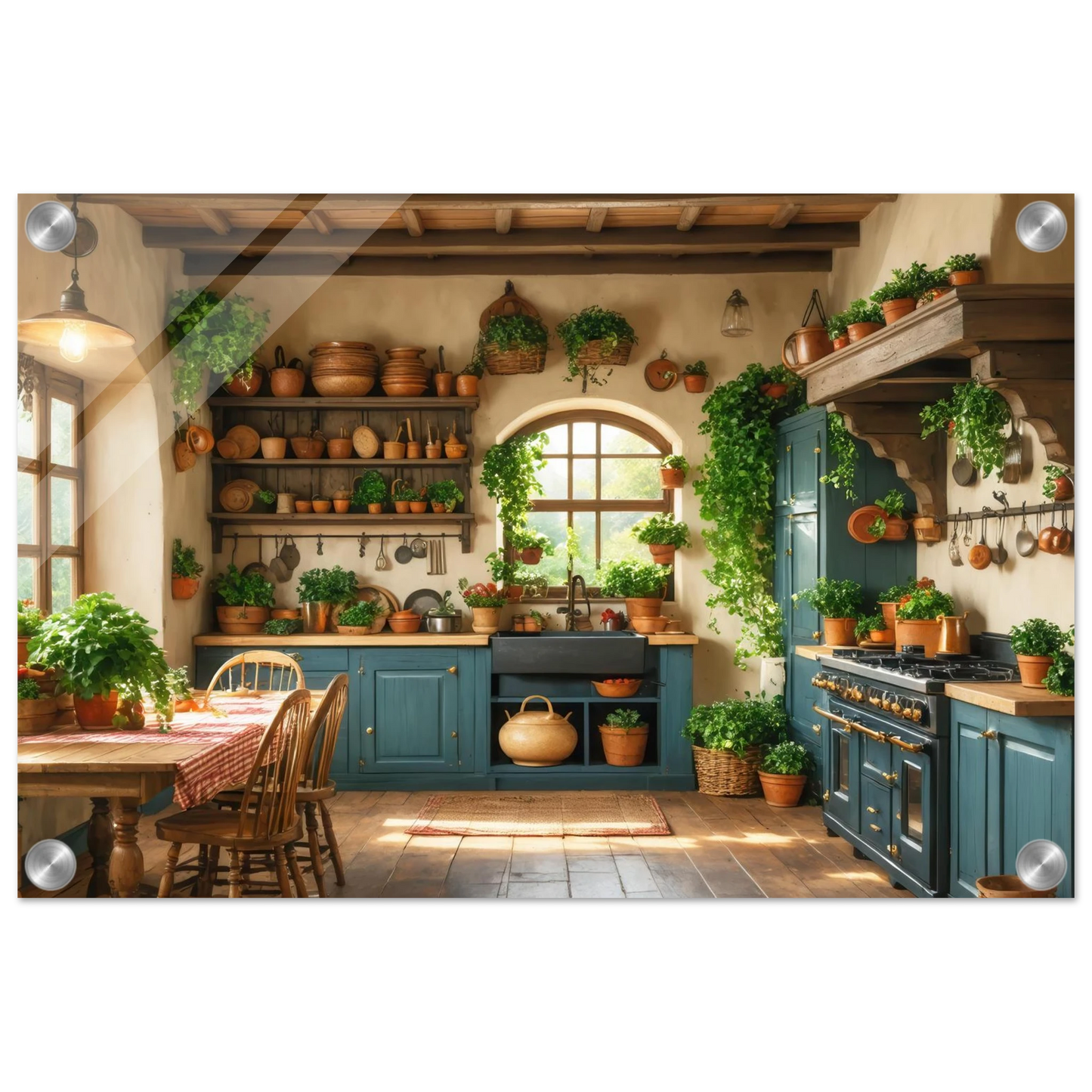 Wandbild rustikale kuechenidylle sonniges landhaus flair fuer ihr zuhause