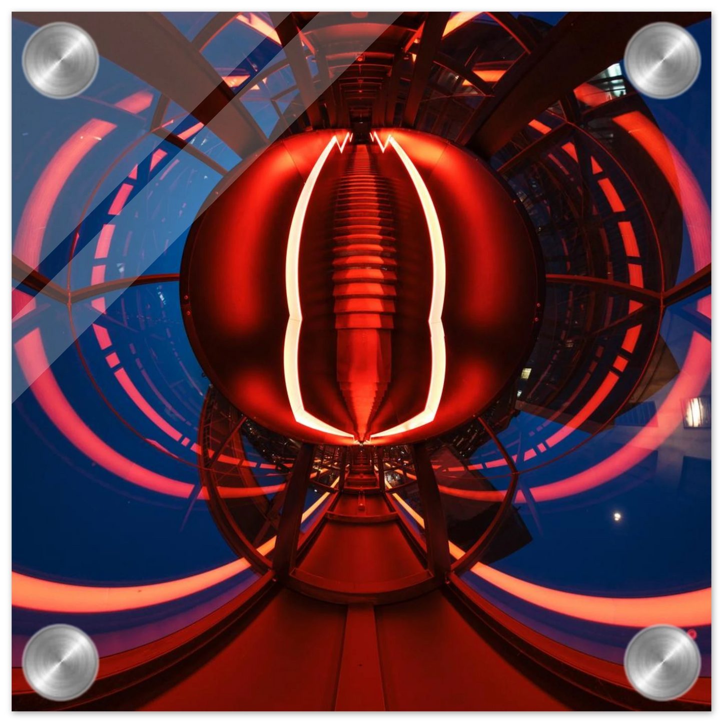 Wandbild futuristischer neon tunnel in sattem rot waehle aus 25 groessen