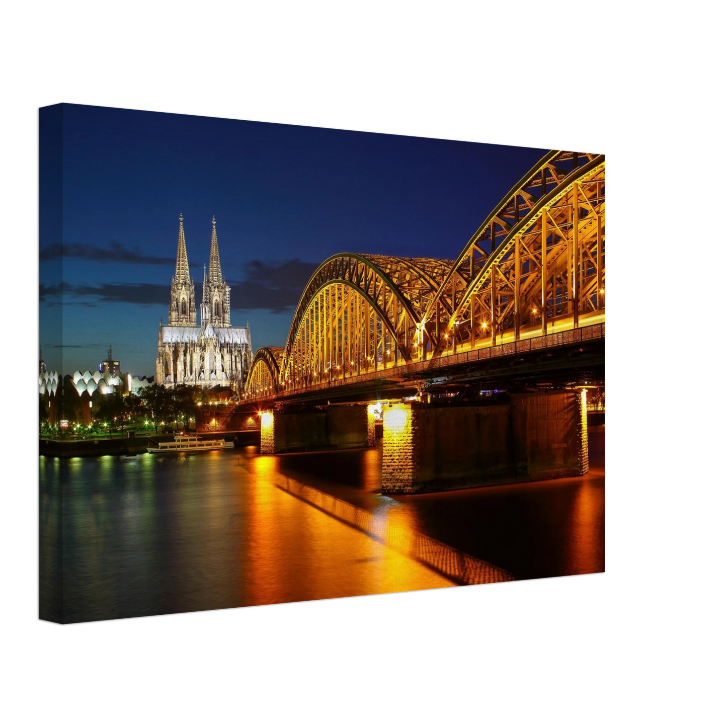 Wandbild koelner dom hohenzollernbruecke bei nacht majestaetisches stadtnachtlicht in verschiedenen groessen