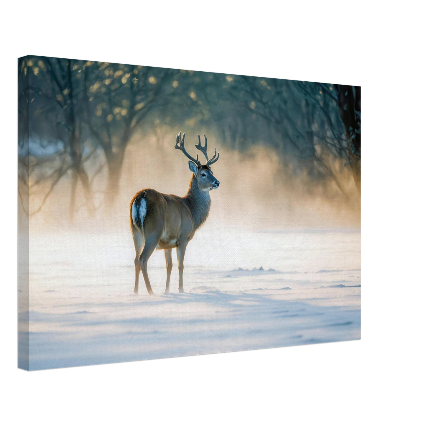 Wandbild majestaetischer hirsch im winterwunderland verwandeln sie ihr zuhause in eine ruhige landschaft
