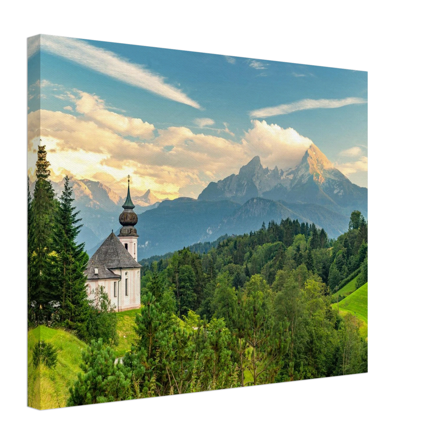 Wandbild malerische alpenkirche vor majestaetischer bergkulisse ein atemberaubendes stueck naturkunst