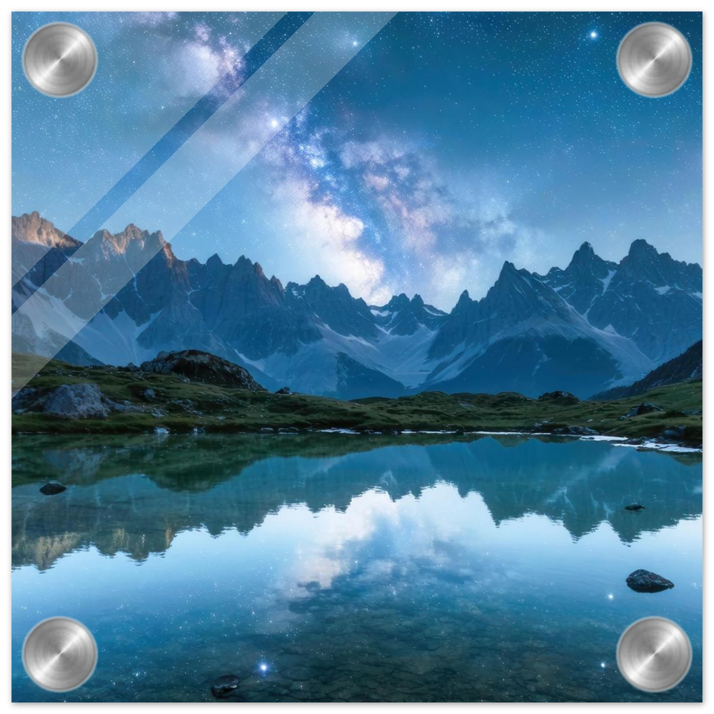 Wandbild himmlische bergspiegelung majestic milky way reflected in alpine lake your choice of sizes