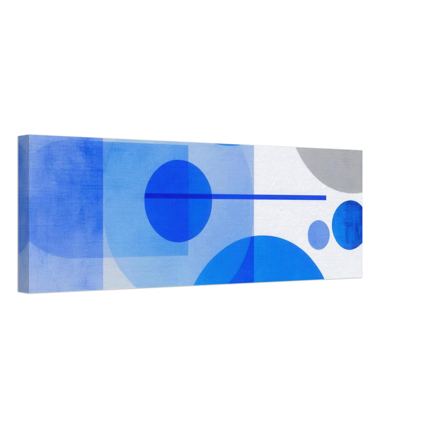 Wandbild geometrische abstraktion in koenigsblau und azur modernes dekor mit kreis rechteckformen