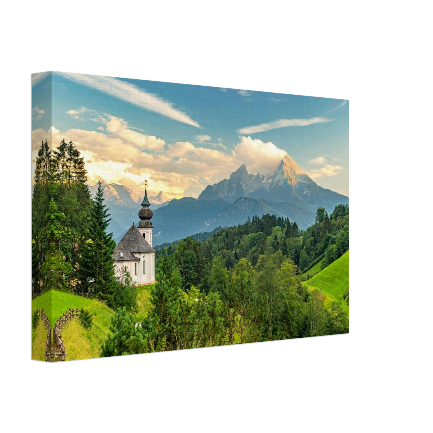 Wandbild malerische alpenkirche vor majestaetischer bergkulisse ein atemberaubendes stueck naturkunst