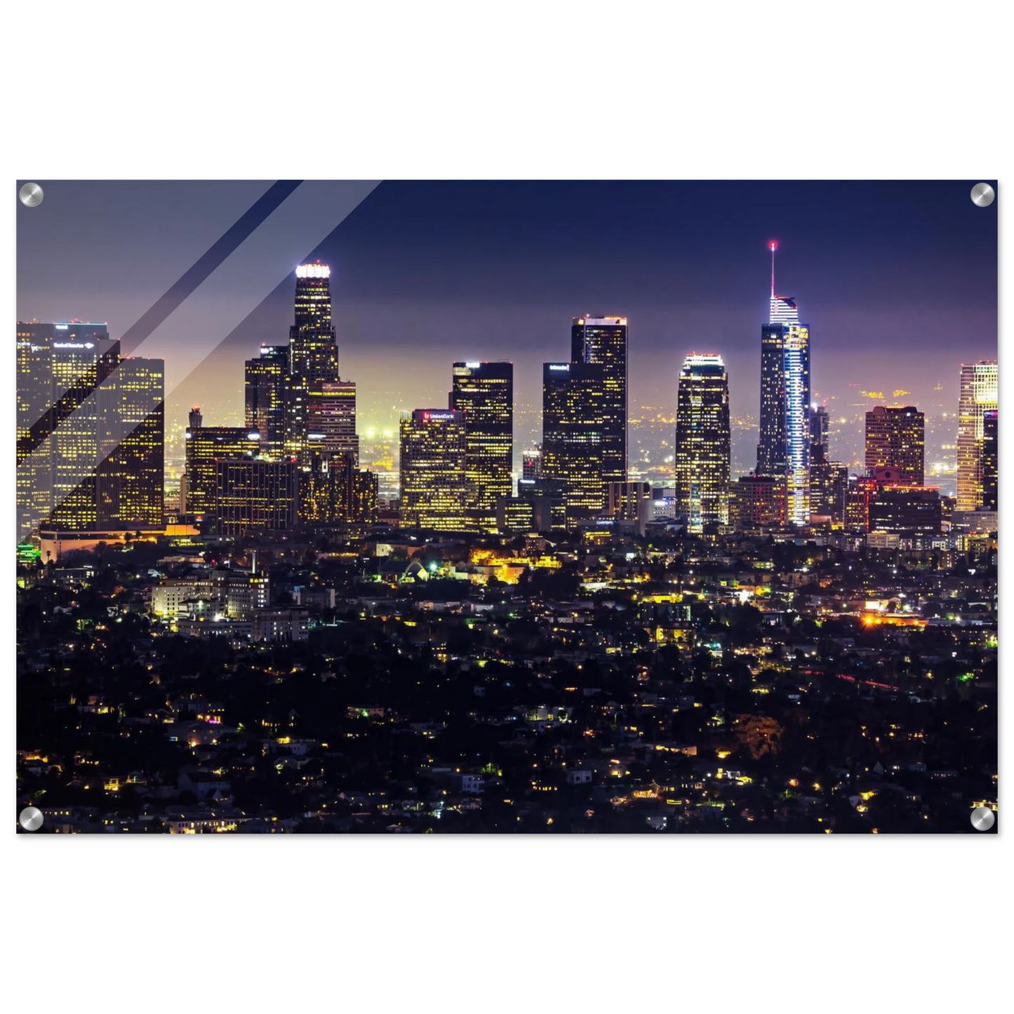 Wandbild funkelnde skyline bei nacht city lights kunstdruck in vielen groessen