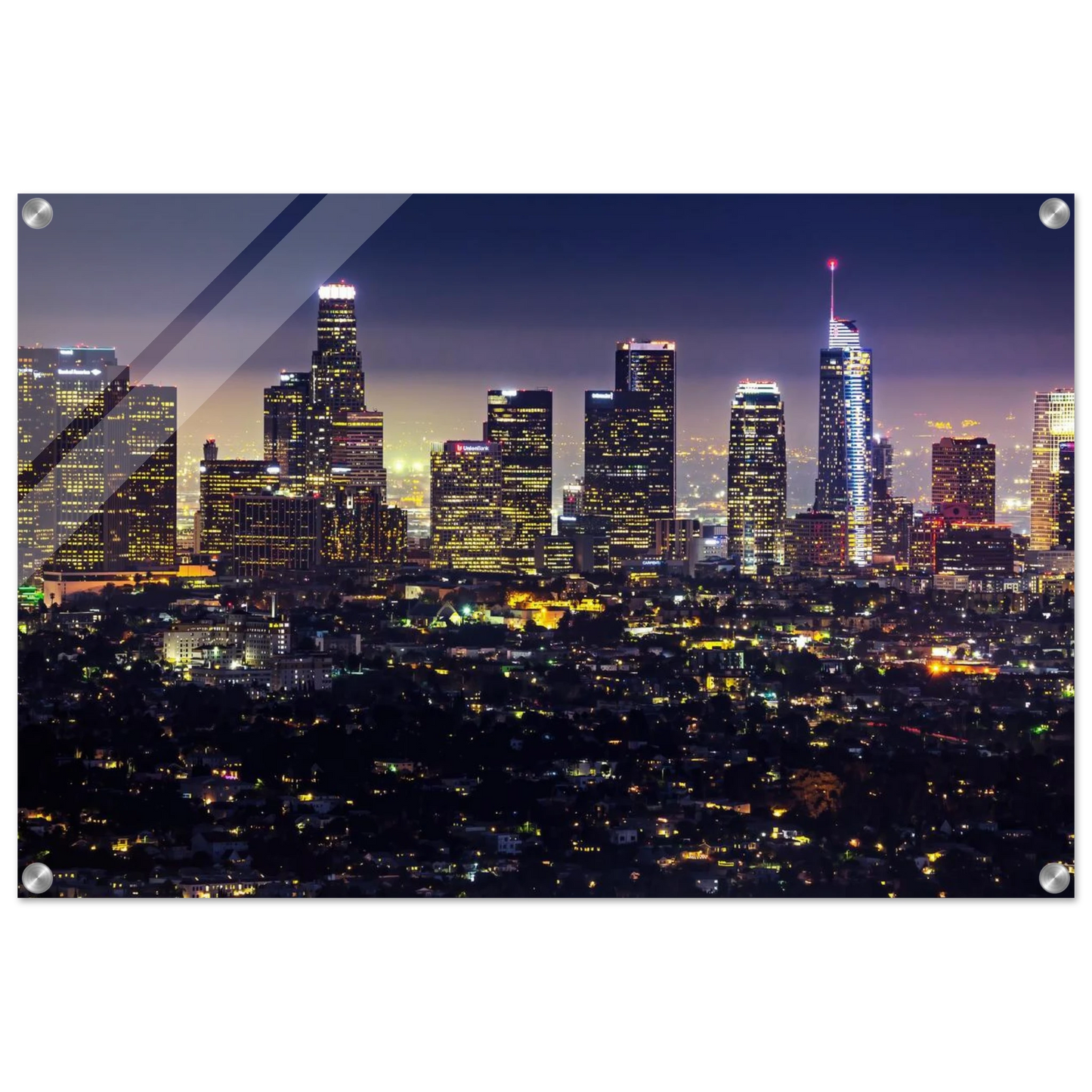 Wandbild funkelnde skyline bei nacht city lights kunstdruck in vielen groessen