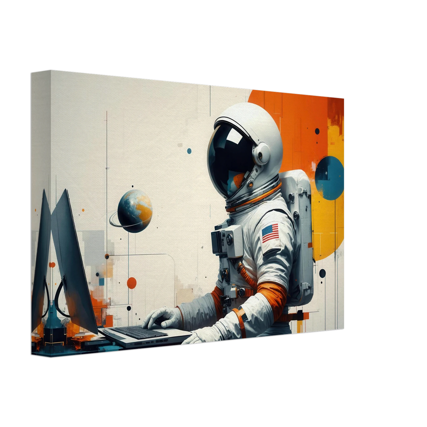 Wandbild cosmic coder astronaut bei der arbeit sci fi kunst fuer dein zuhause in verschiedenen groessen
