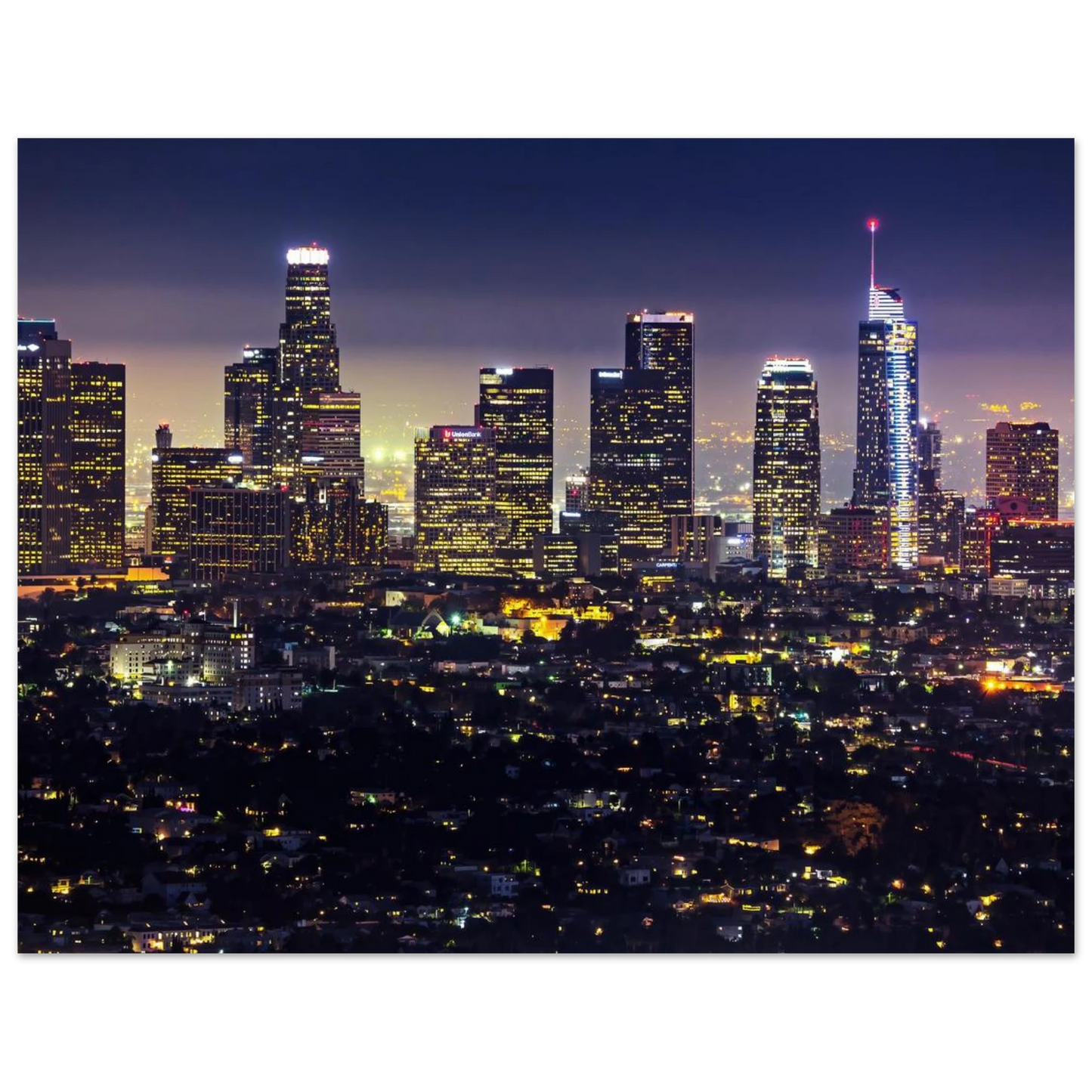 Wandbild funkelnde skyline bei nacht city lights kunstdruck in vielen groessen