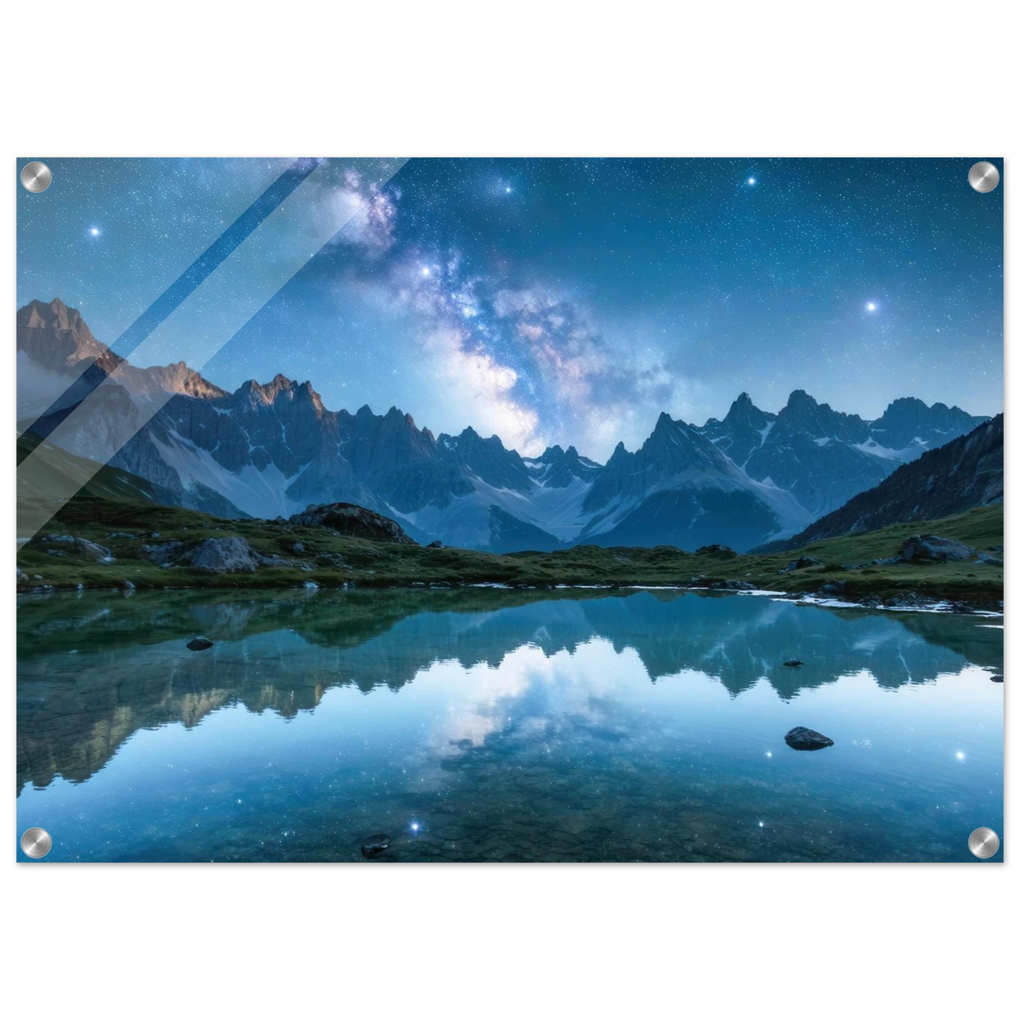 Wandbild himmlische bergspiegelung majestic milky way reflected in alpine lake your choice of sizes