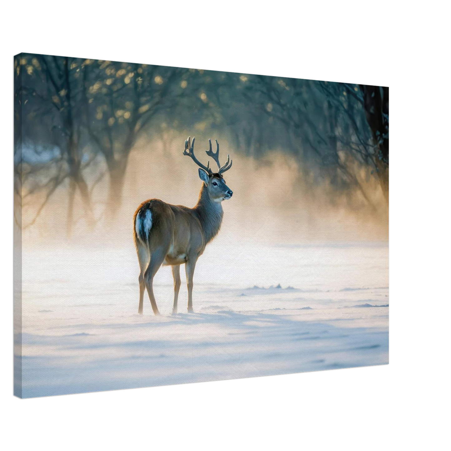 Wandbild majestaetischer hirsch im winterwunderland verwandeln sie ihr zuhause in eine ruhige landschaft