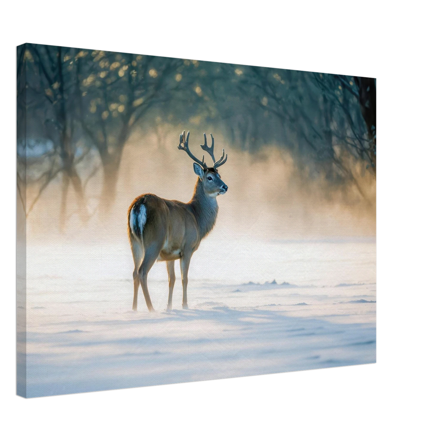 Wandbild majestaetischer hirsch im winterwunderland verwandeln sie ihr zuhause in eine ruhige landschaft