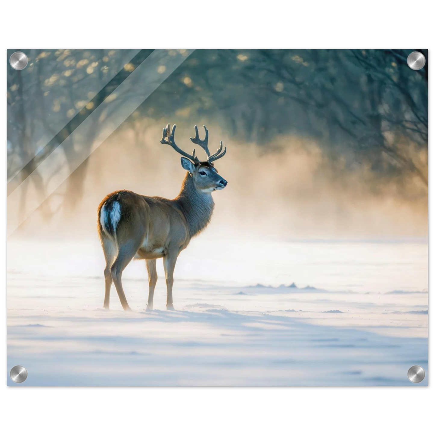 Wandbild majestaetischer hirsch im winterwunderland verwandeln sie ihr zuhause in eine ruhige landschaft
