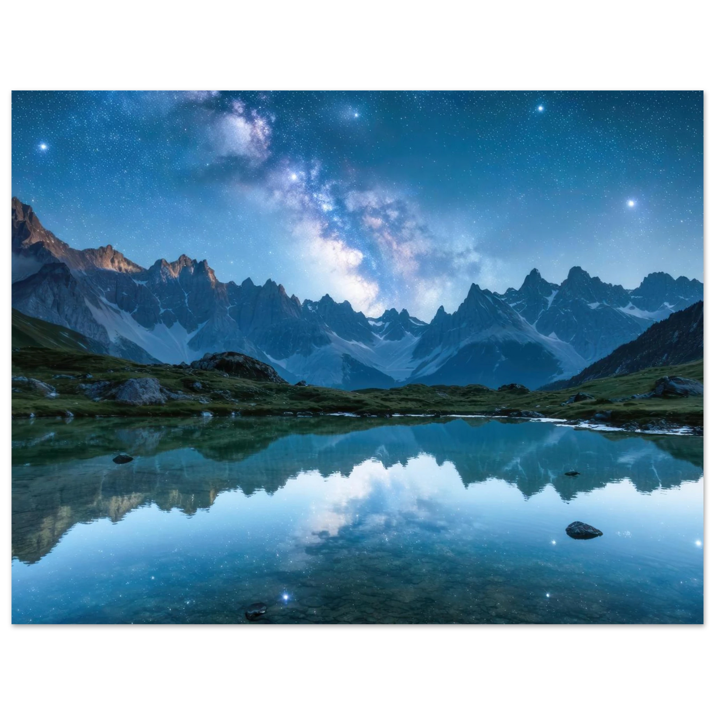 Wandbild himmlische bergspiegelung majestic milky way reflected in alpine lake your choice of sizes