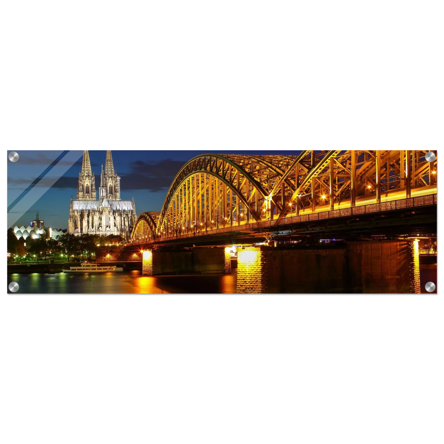 Wandbild koelner dom hohenzollernbruecke bei nacht majestaetisches stadtnachtlicht in verschiedenen groessen