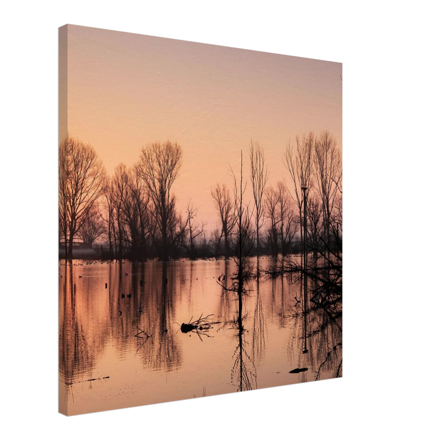 Wandbild mystischer sonnenuntergang am see vertraeumtes naturbild zum aufhaengen in ihrer wunschgroesse