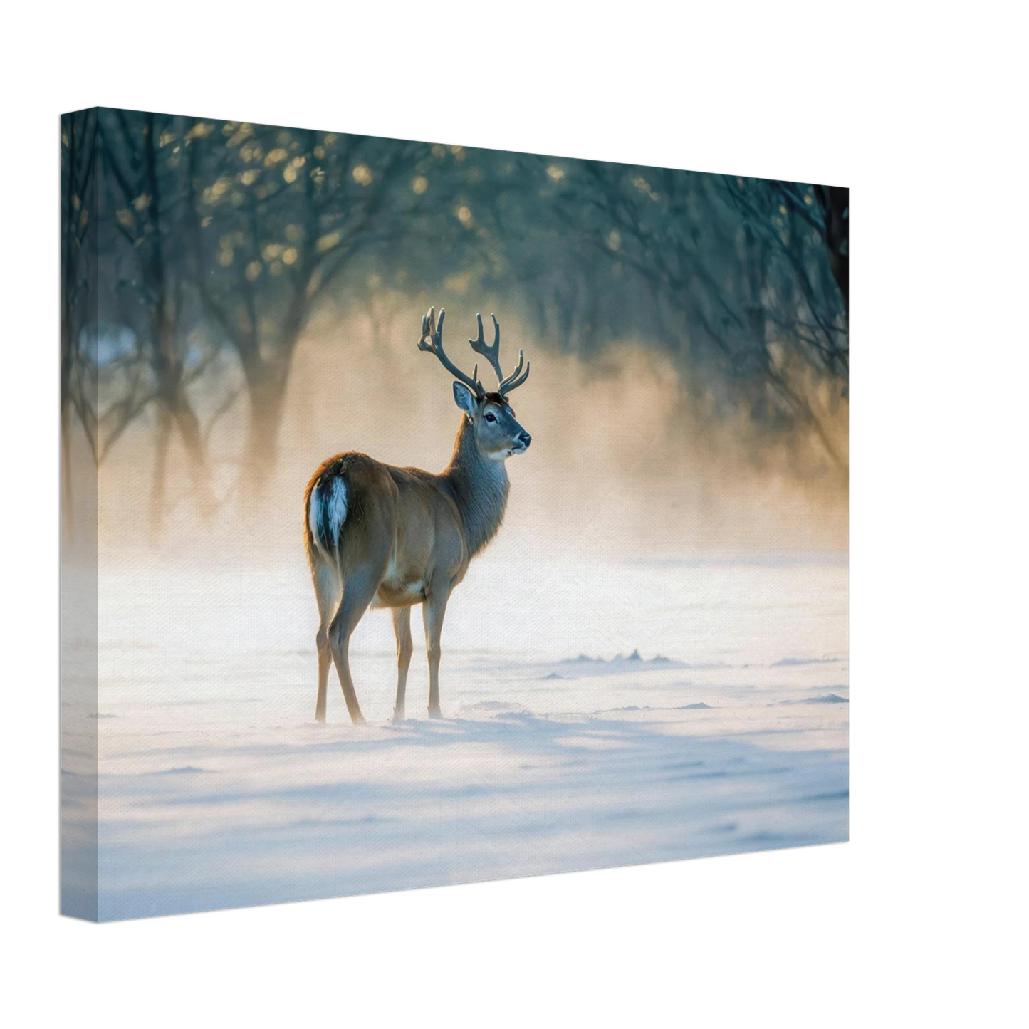 Wandbild majestaetischer hirsch im winterwunderland verwandeln sie ihr zuhause in eine ruhige landschaft