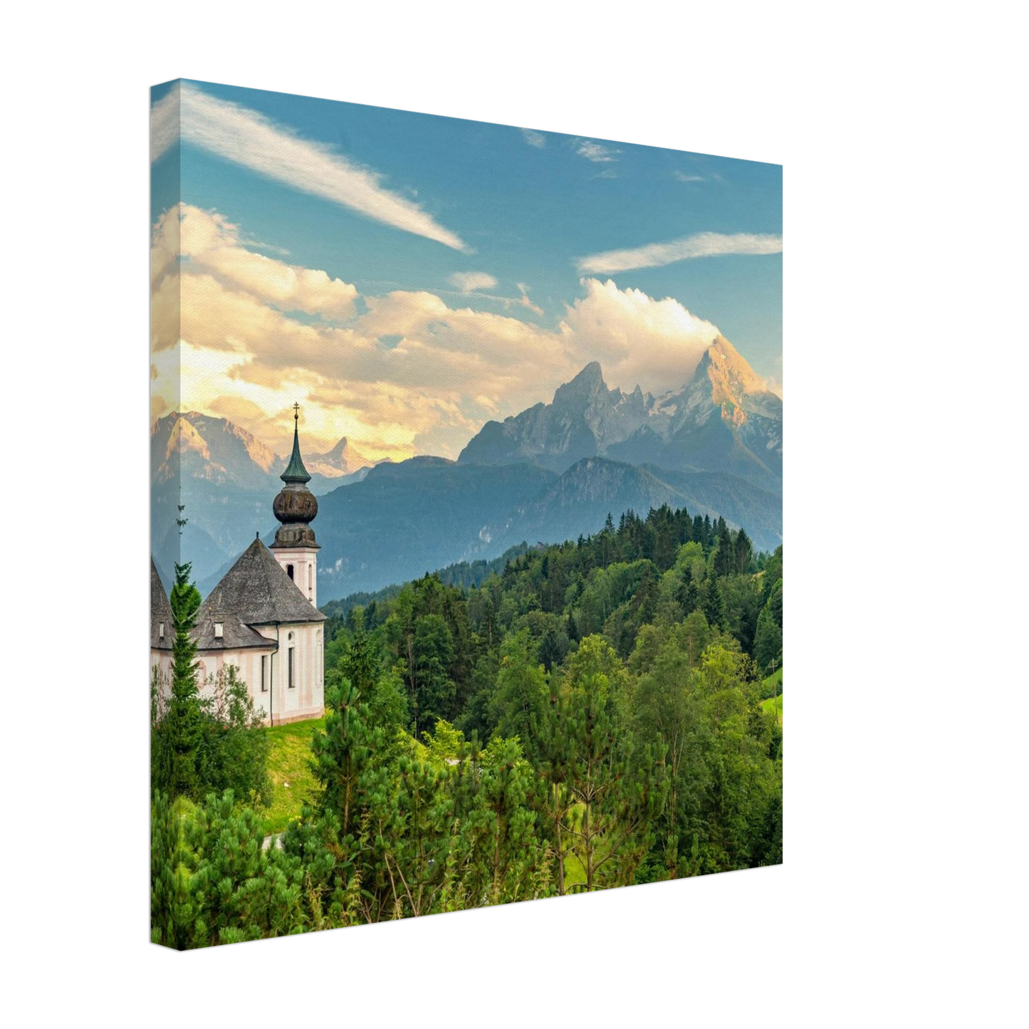 Wandbild malerische alpenkirche vor majestaetischer bergkulisse ein atemberaubendes stueck naturkunst