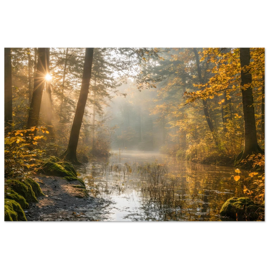 Wandbild Herbstwald morgenlicht wandbild goldenes ambiente in deiner wunschgroesse