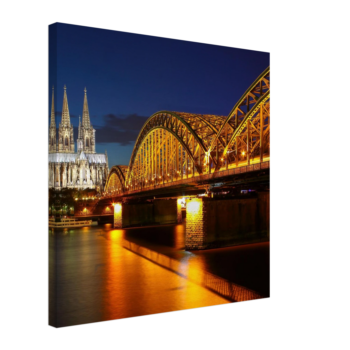 Wandbild koelner dom hohenzollernbruecke bei nacht majestaetisches stadtnachtlicht in verschiedenen groessen