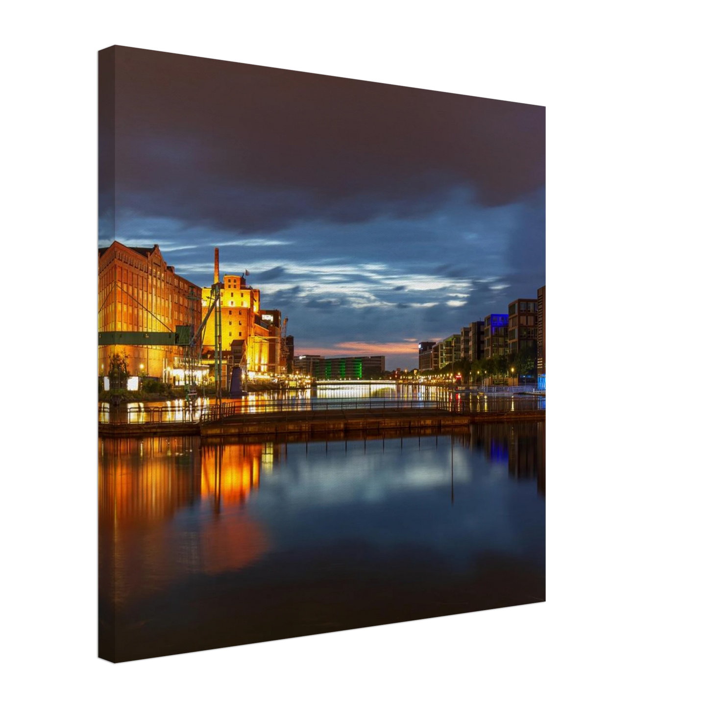 Wandbild industrieller charme bei sonnenuntergang lebendige stadtlandschaft im grossformat