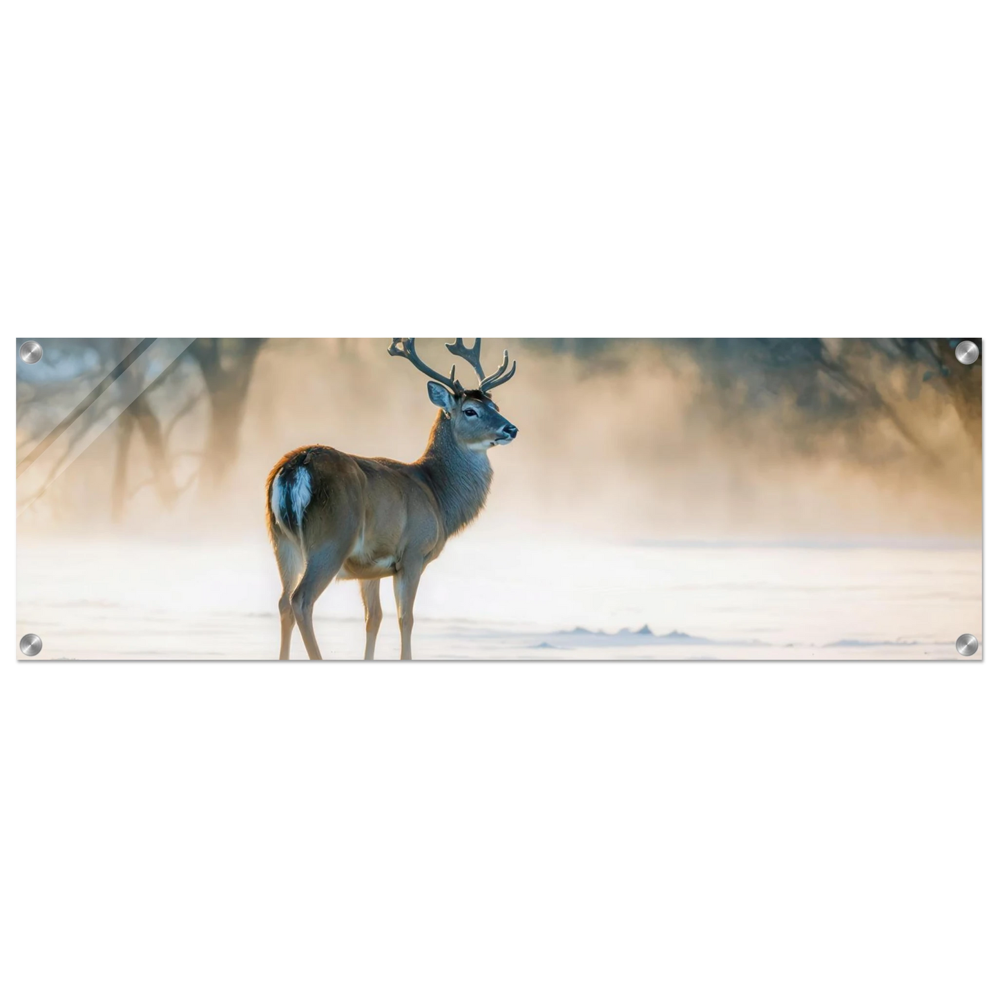 Wandbild majestaetischer hirsch im winterwunderland verwandeln sie ihr zuhause in eine ruhige landschaft