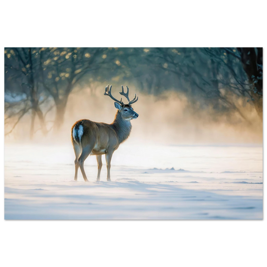Wandbild majestaetischer hirsch im winterwunderland verwandeln sie ihr zuhause in eine ruhige landschaft