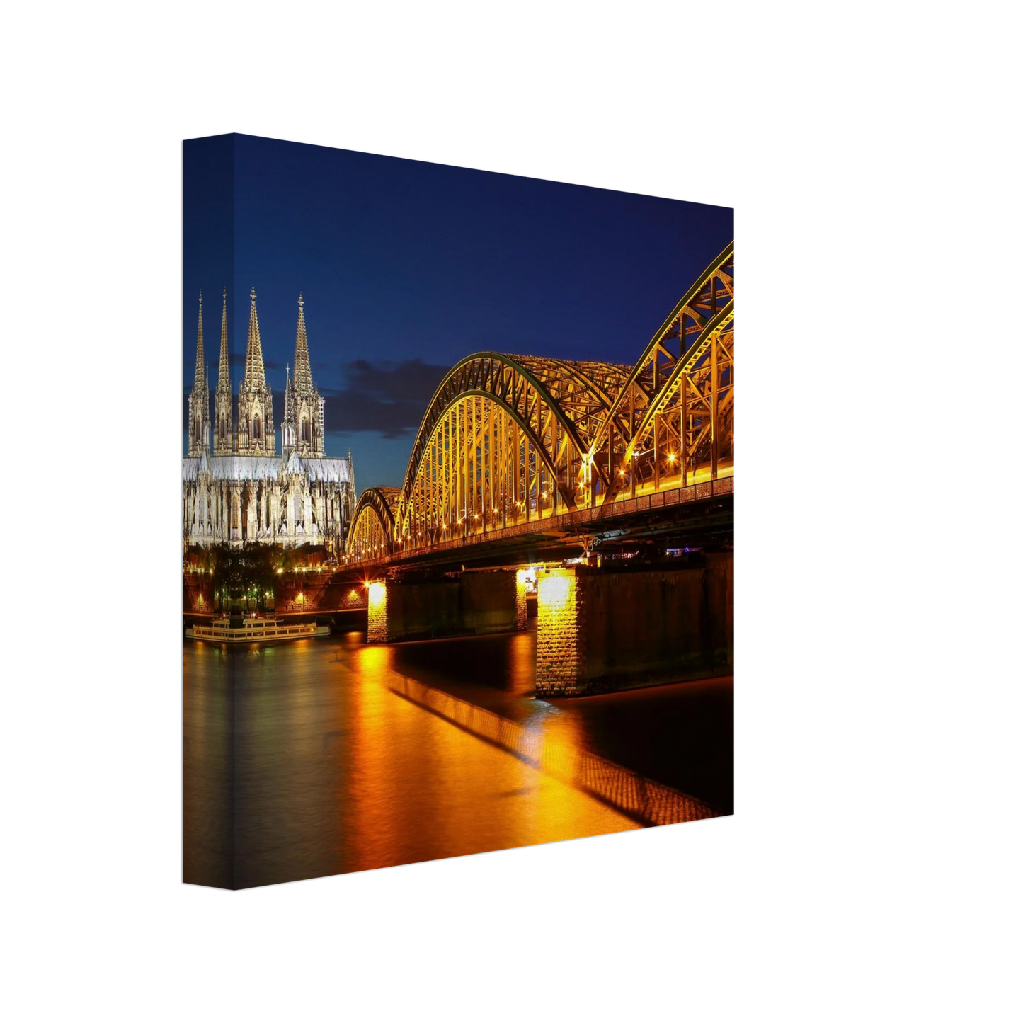Wandbild koelner dom hohenzollernbruecke bei nacht majestaetisches stadtnachtlicht in verschiedenen groessen