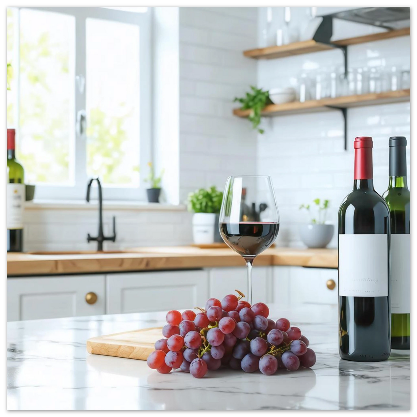 Wandbild wein trauben elegantes kuechenambiente fuer ihr zuhause