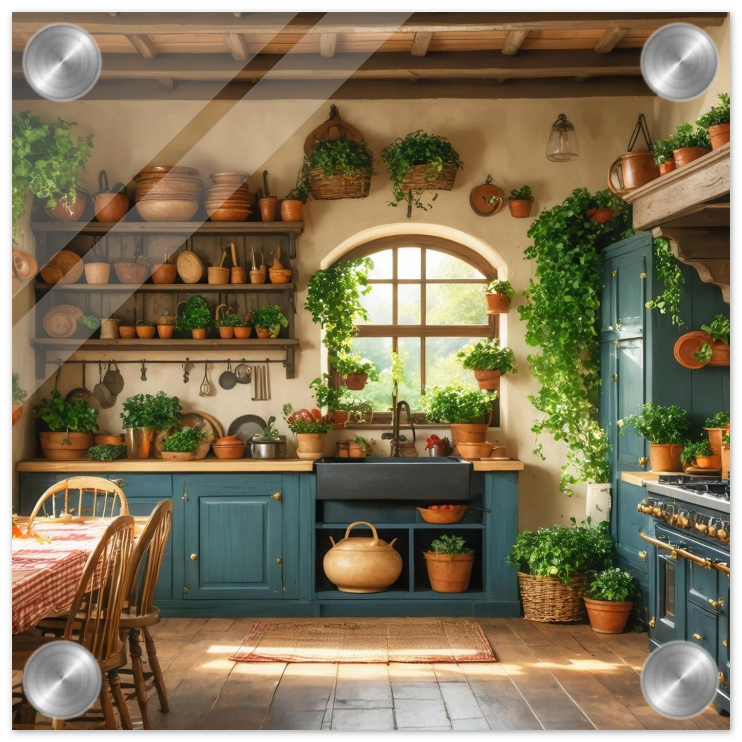 Wandbild rustikale kuechenidylle sonniges landhaus flair fuer ihr zuhause