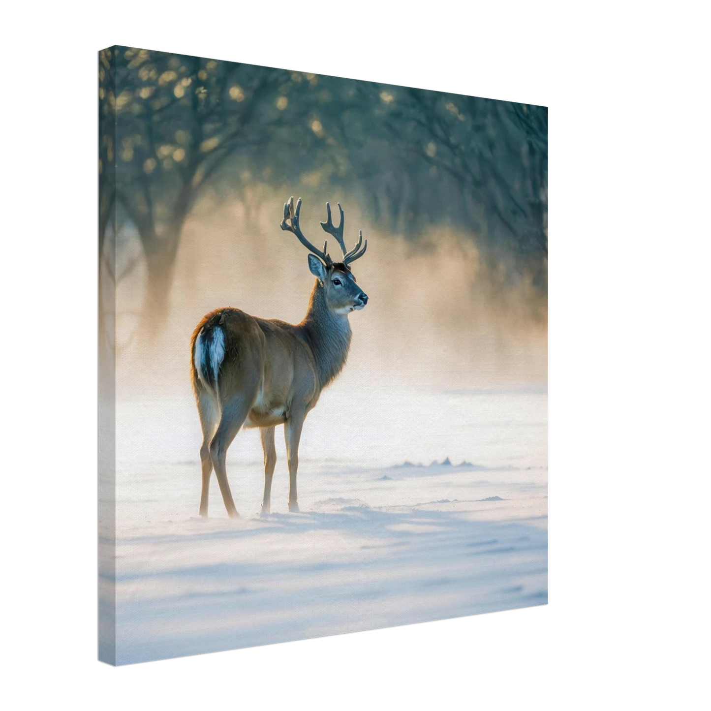 Wandbild majestaetischer hirsch im winterwunderland verwandeln sie ihr zuhause in eine ruhige landschaft