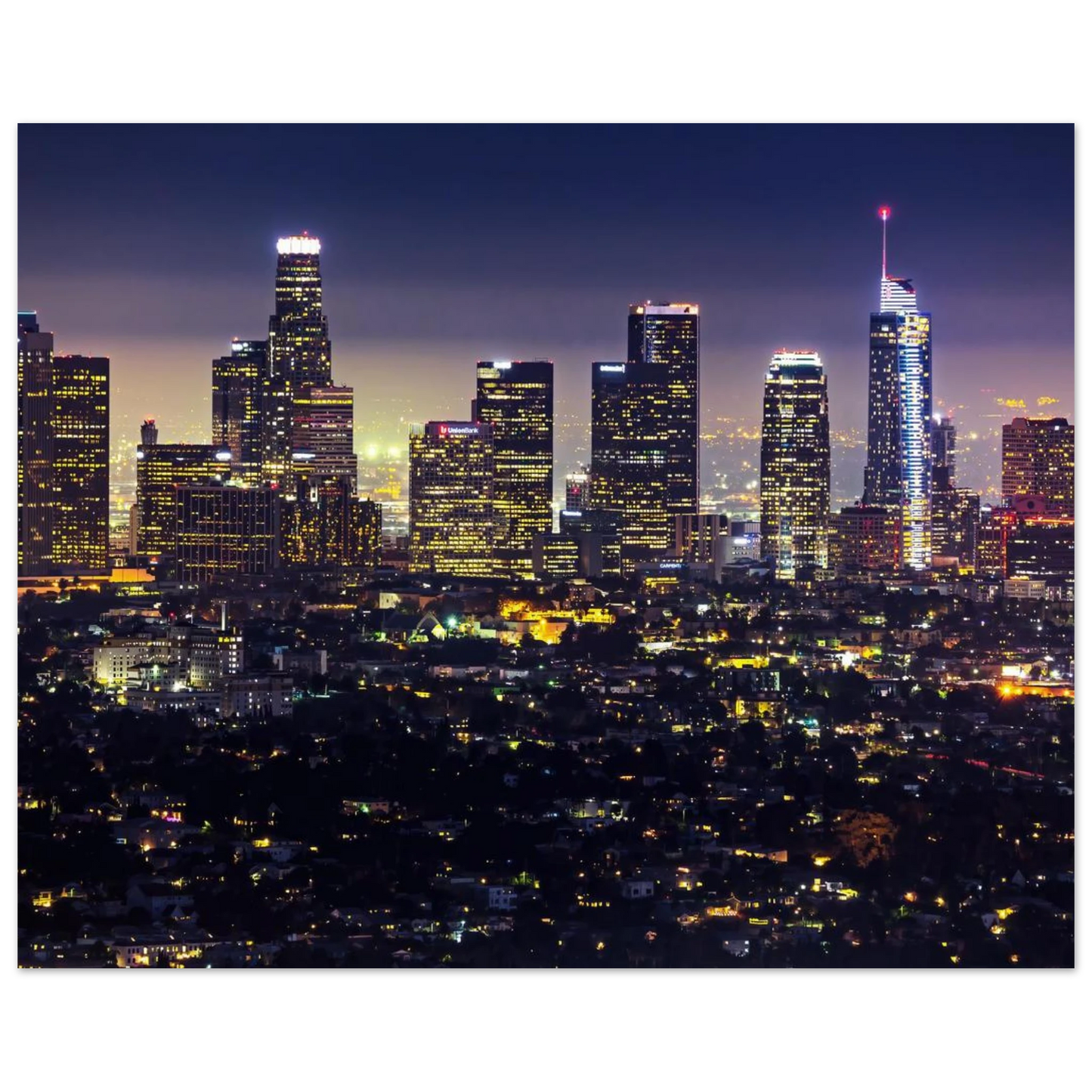 Wandbild funkelnde skyline bei nacht city lights kunstdruck in vielen groessen