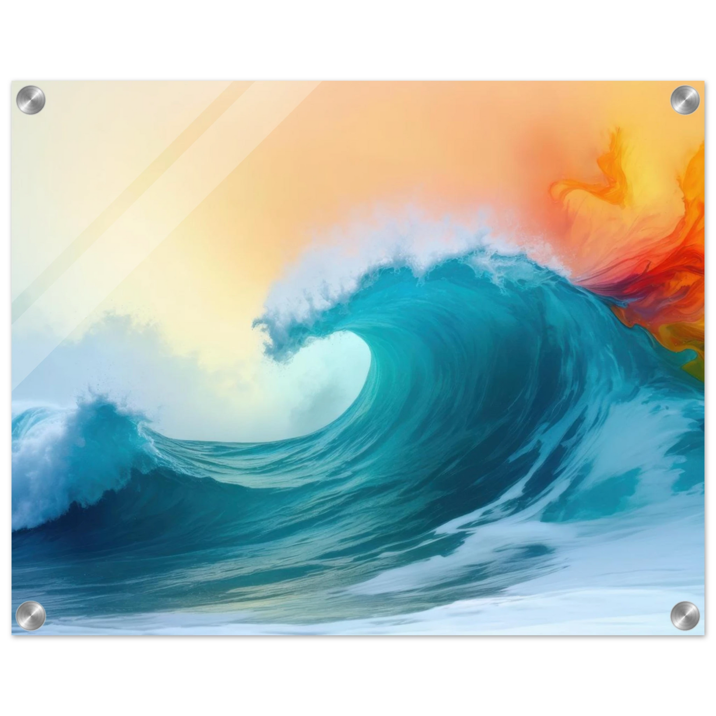 Wandbild kraftvolle welle farbenfrohes ozean kunstwerk in verschiedenen groessen