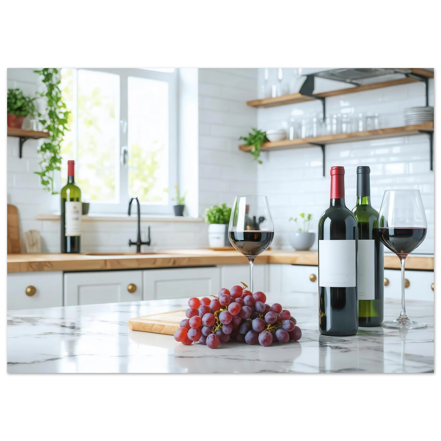 Wandbild wein trauben elegantes kuechenambiente fuer ihr zuhause