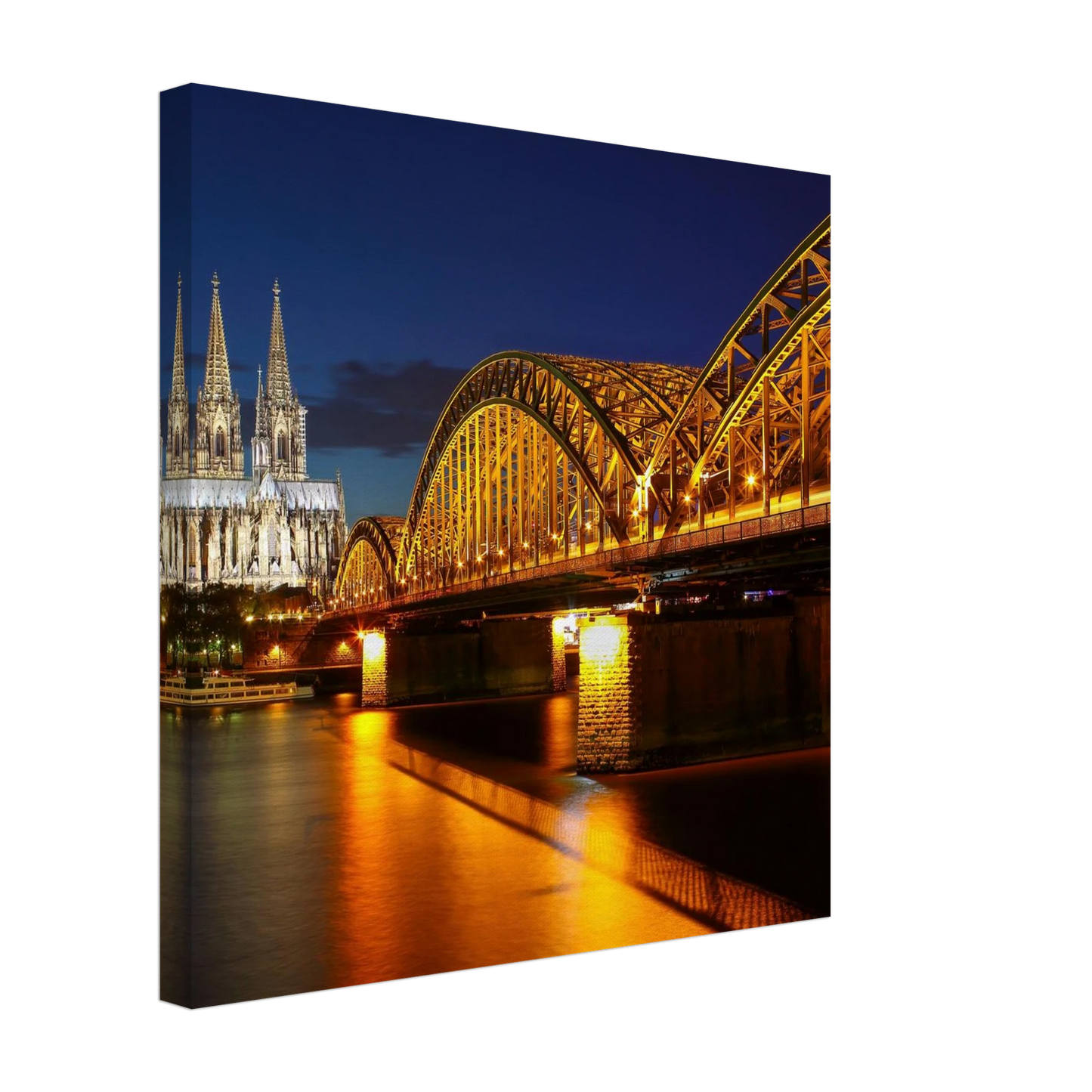 Wandbild koelner dom hohenzollernbruecke bei nacht majestaetisches stadtnachtlicht in verschiedenen groessen