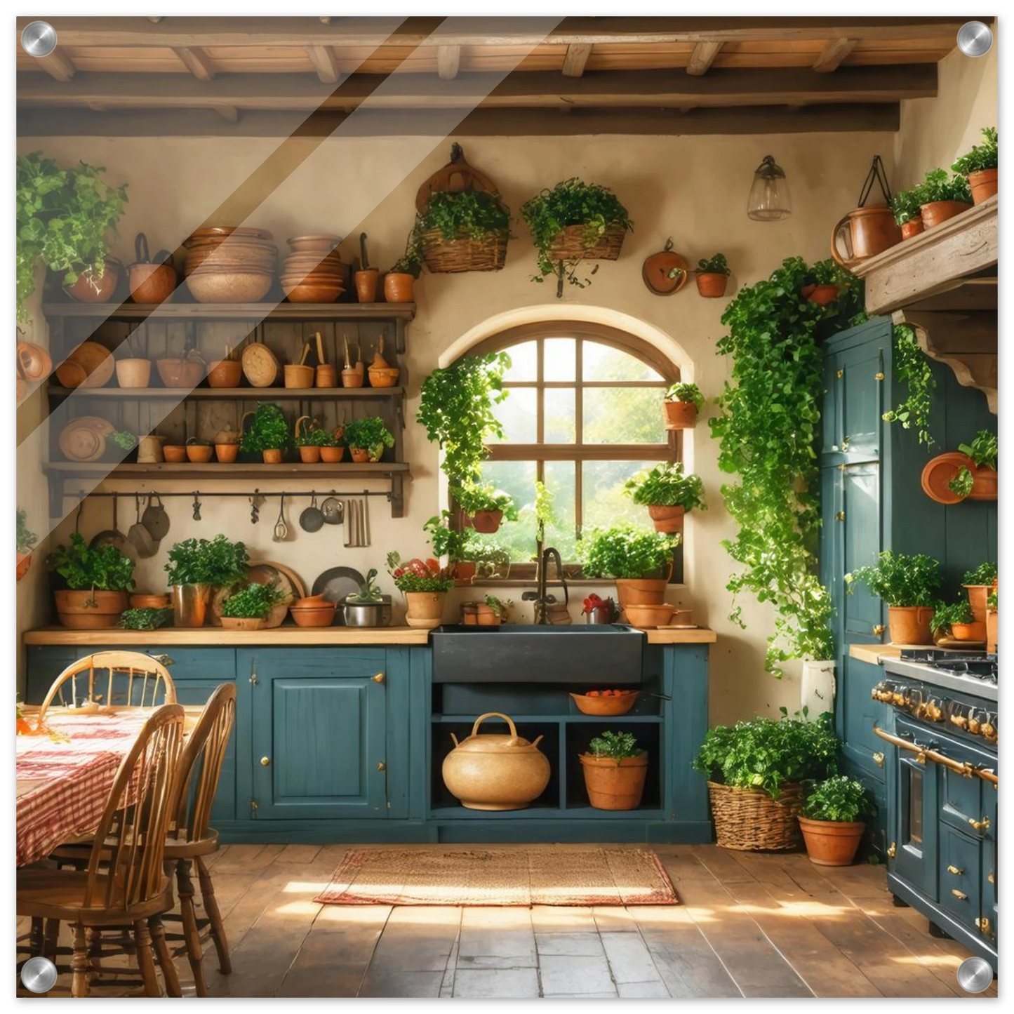 Wandbild rustikale kuechenidylle sonniges landhaus flair fuer ihr zuhause