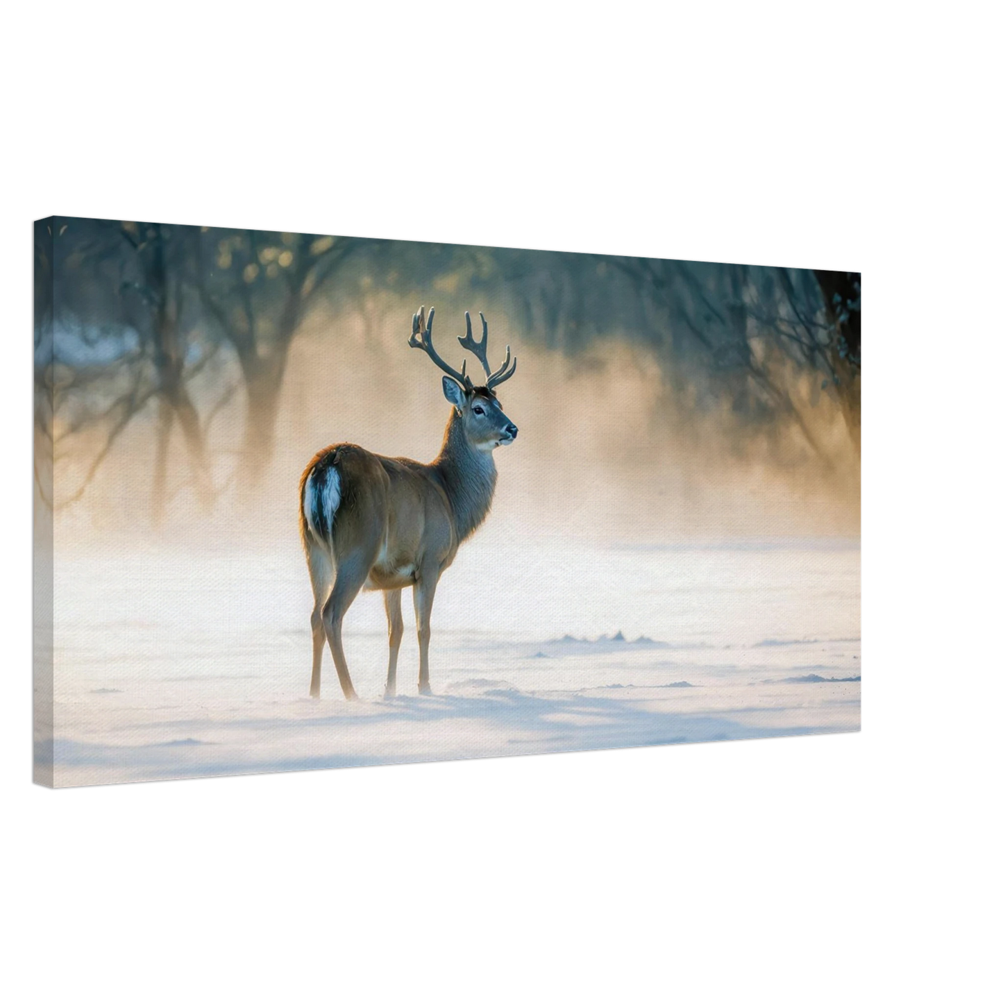 Wandbild majestaetischer hirsch im winterwunderland verwandeln sie ihr zuhause in eine ruhige landschaft