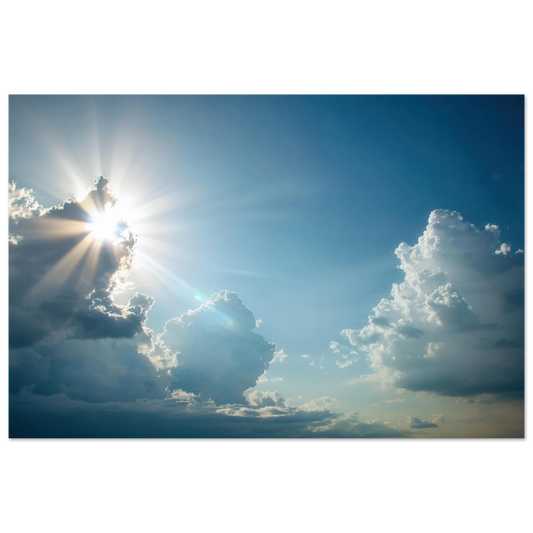 Wandbild sonnenstrahlen durch wolken atmosphaerische himmelskunst in verschiedenen groessen