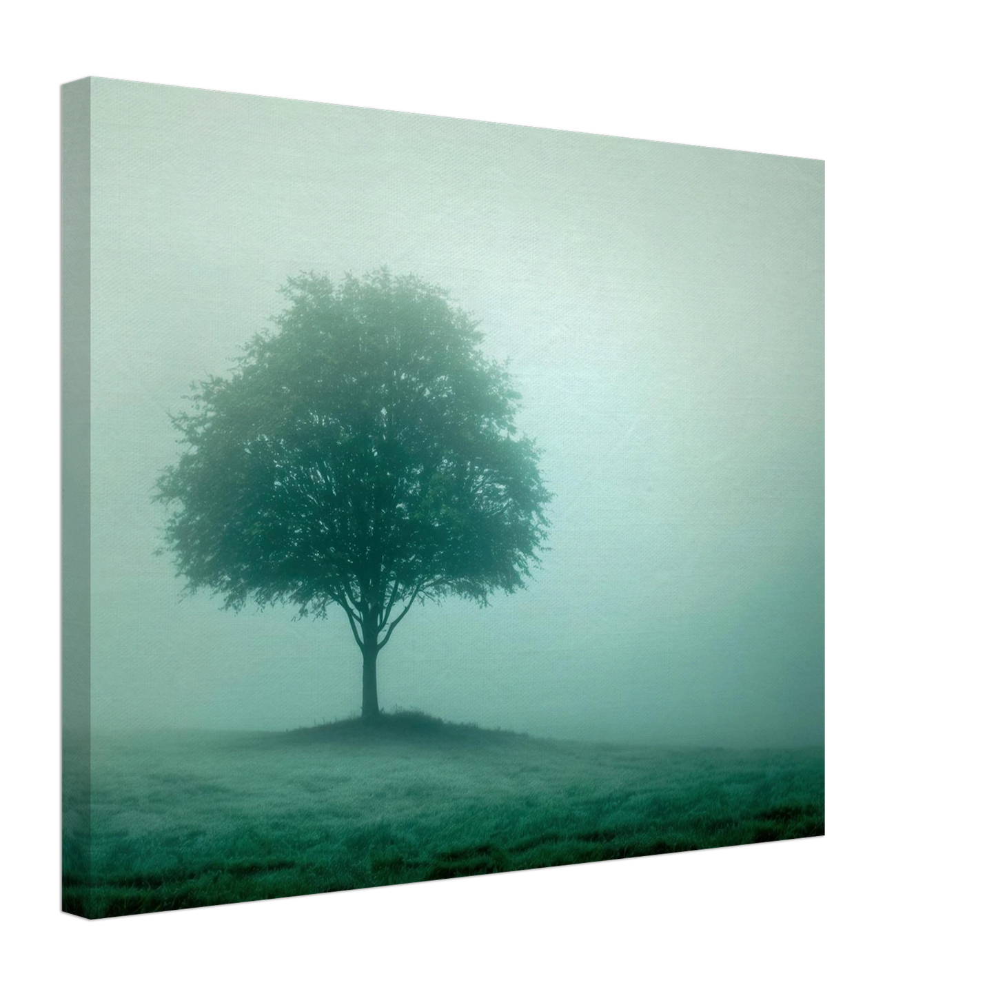 Wandbild mystischer baum im nebel ruhe und gruentoene fuer dein zuhause
