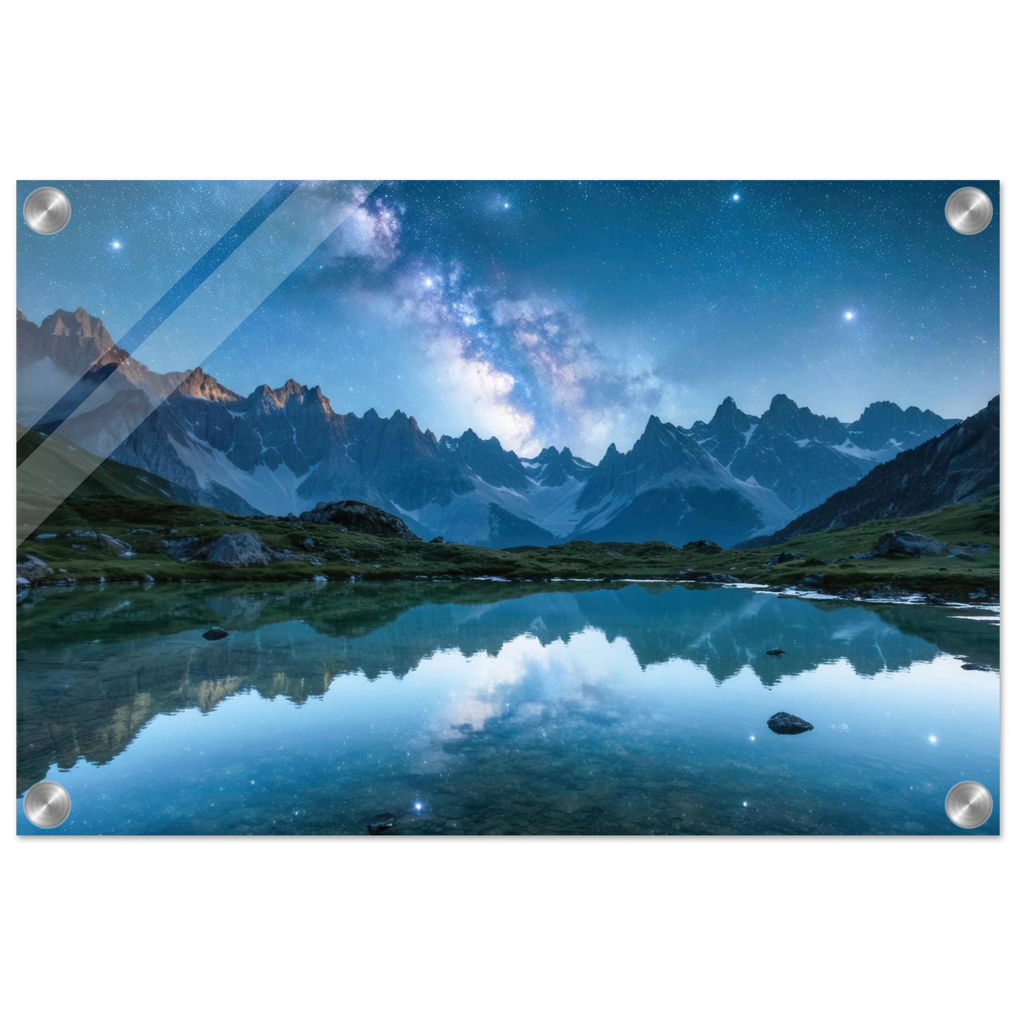 Wandbild himmlische bergspiegelung majestic milky way reflected in alpine lake your choice of sizes