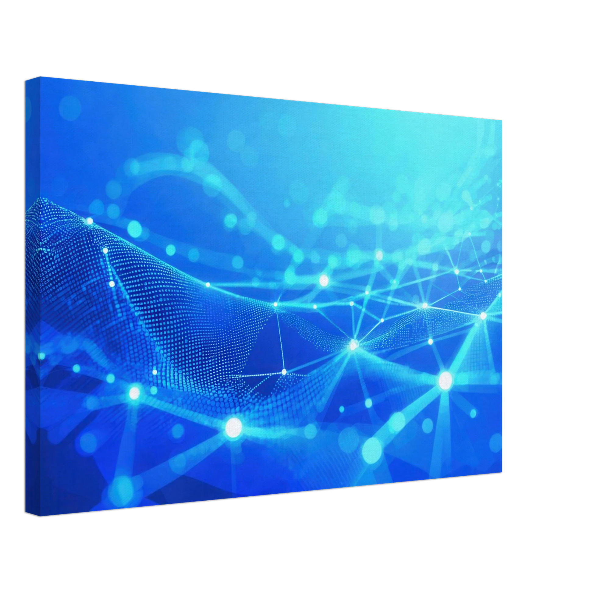 Wandbild deep blue connected world abstraktes cyberpunk netzwerk fuer moderne raeume in vielen groessen