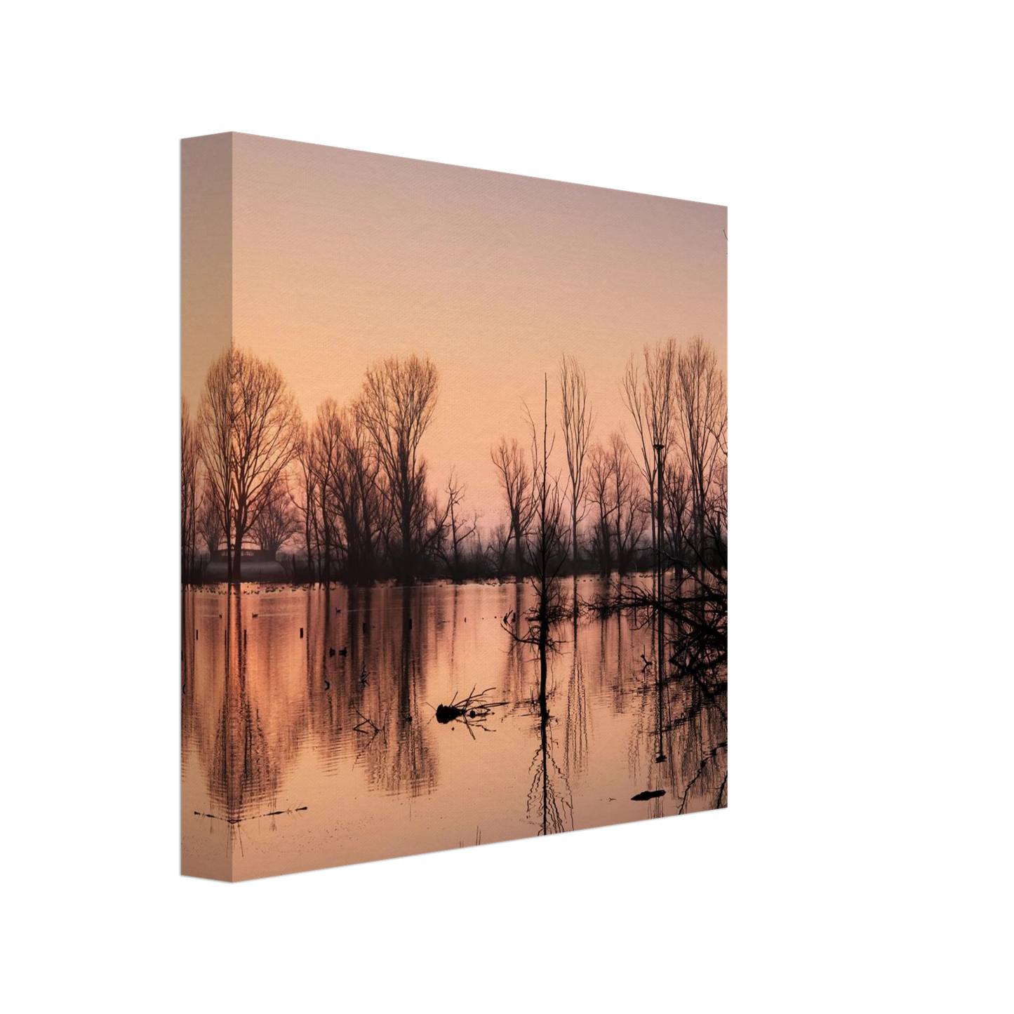 Wandbild mystischer sonnenuntergang am see vertraeumtes naturbild zum aufhaengen in ihrer wunschgroesse