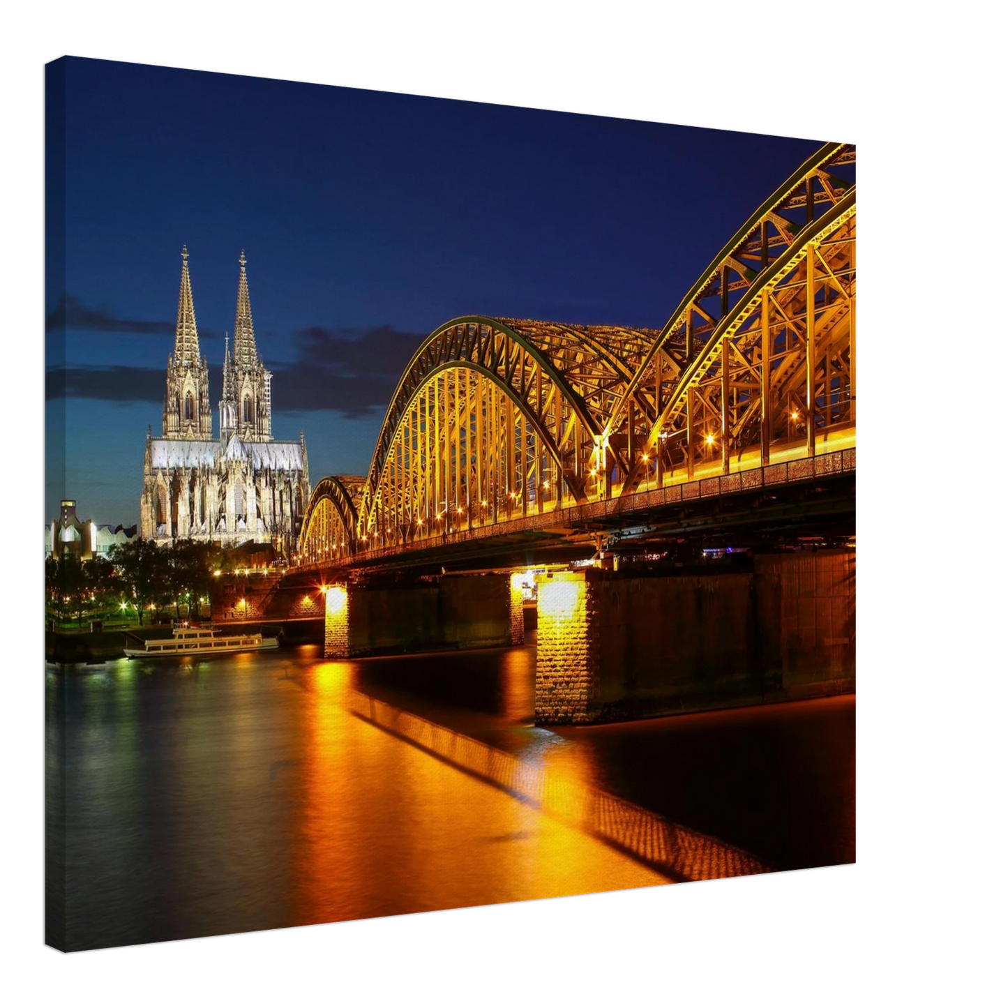 Wandbild koelner dom hohenzollernbruecke bei nacht majestaetisches stadtnachtlicht in verschiedenen groessen