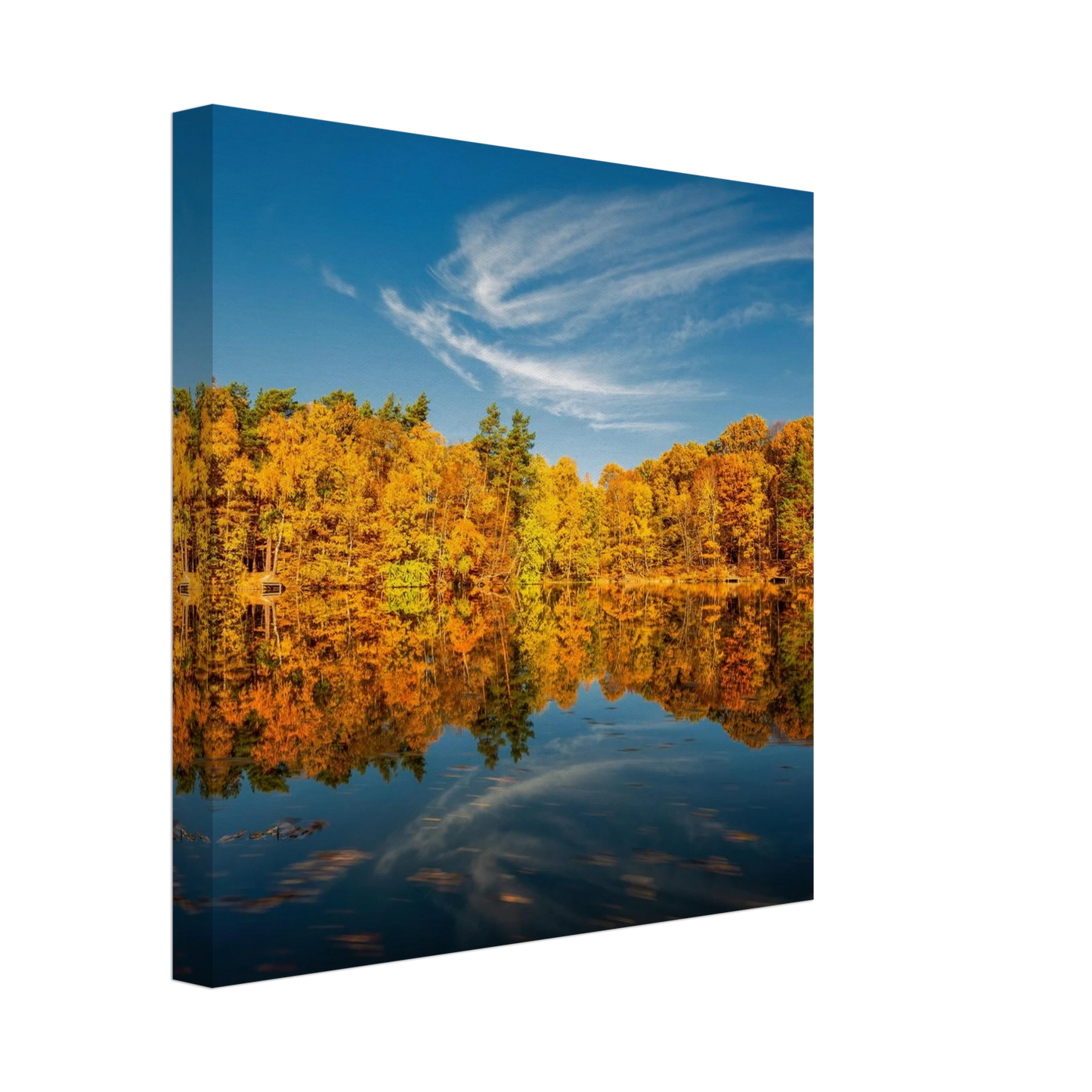 Wandbild herbstliche see symphonie atemberaubende waldspiegelung an einem sonnigen herbsttag