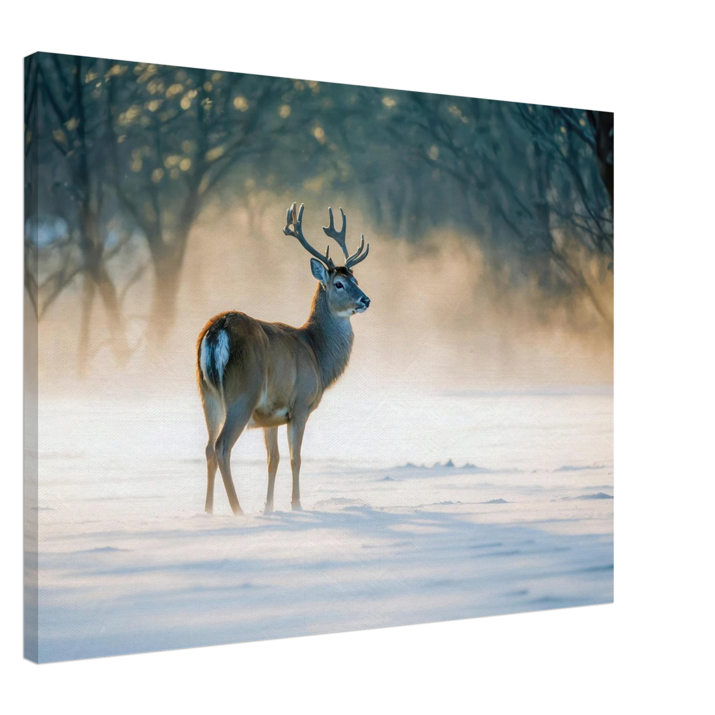 Wandbild majestaetischer hirsch im winterwunderland verwandeln sie ihr zuhause in eine ruhige landschaft